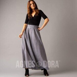 Agnes & Dora Woven Ball Skirt Black White Seersucker Gingham sz Small